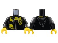 LEGO part Torso Hogwarts Robe Clasped with Hufflepuff Shield and Scarf Pattern / Black Arms / Yellow Hands 973pb4510c01