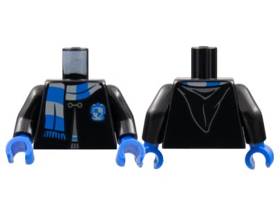 LEGO part Torso Hogwarts Robe Clasped with Ravenclaw Shield and Scarf Pattern / Black Arms / Blue Hands (973pb4512c01)