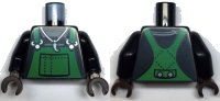 LEGO onderdeel Torso Green Overalls with Claw Necklace Pattern / Black Arms / Dark Brown Hands 973pb4554c01