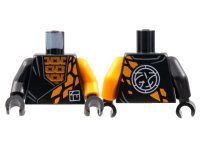 LEGO part Torso Tunic over Orange Squares, Stone Scales, White Ninjago Logogram Letter C, Core Logo on Back Pattern / Orange Arm Left / Black Arm Right / Black Hands 973pb4580c01