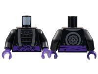 LEGO part Torso Robe with Silver Hem over Armor, Dark Purple Sash, Flower Emblem on Back Pattern / Black Arms / Dark Purple Hands 973pb4758c01