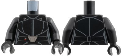LEGO onderdeel Torso Female SW Jacket, Dark Bluish Gray Lines, Belt with Silver Buckle Pattern (Third Sister) / Black Arms / Black Hands (973pb5101c01)