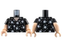 LEGO onderdeel Torso Collar Shirt, Silver Hems, White Stars, Light Nougat Neck Pattern / Light Nougat Arms with Black Short Sleeves Pattern / Light Nougat Hands 973pb5169c01