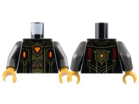 LEGO part Torso Robe Open with Dark Red and Orange Hexagonal Crystals and Gold Lines over Armor Pattern / Pearl Dark Gray Arms / Pearl Gold Hands 973pb5252c01