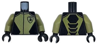 LEGO onderdeel Torso Racing Suit Gran Turismo with Olive Green Panels and Lamborghini Logo Pattern / Olive Green Arms / Black Hands (973pb5703c01)