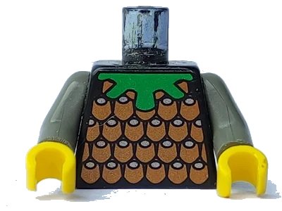 LEGO onderdeel Torso Castle Knights Kingdom Scale Mail Brown Pattern / Dark Gray Arms / Yellow Hands (973px119c01)