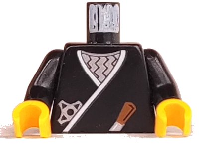 LEGO onderdeel Torso Castle Ninja Wrap, Brown Dagger, Silver Star, Silver Zigzags Pattern / Black Arms / Yellow Hands (973PX11C01)