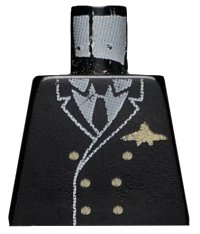 LEGO part Torso Airplane Pilot, Suit Double Breasted, Tie, Gold Buttons and Logo Pin Pattern 973px189