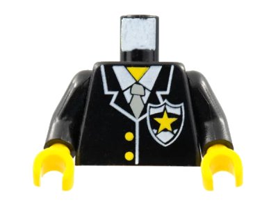 LEGO onderdeel Torso Police Suit with Yellow Star Badge Pattern / Black Arms / Yellow Hands (973px20c01)