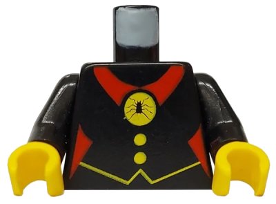 LEGO onderdeel Torso Castle Fright Knights Red Spider Medal Pattern / Black Arms / Yellow Hands (973px35c01)