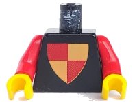 LEGO part Torso Castle Classic Shield Quartered Red/Yellow Pattern / Red Arms / Yellow Hands 973px45c01
