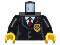 LEGO part Torso Police Jacket with Gold Badge and Red Tie Pattern / Black Arms / Yellow Hands 973px468c01