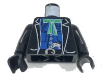 LEGO part Torso Western Bandit Jacket over Blue Shirt, Green String Tie with Bow, Gun in Belt Pattern / Black Arms / Black Hands 973px54c01