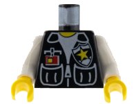 LEGO part Torso Police Vest, White Shirt, ID, Yellow Star Badge Pattern / White Arms / Yellow Hands 973px67c01