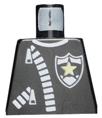 LEGO part Torso Police Leather Jacket with Thick White Zippers and Badge with Yellow Star Pattern 973px9