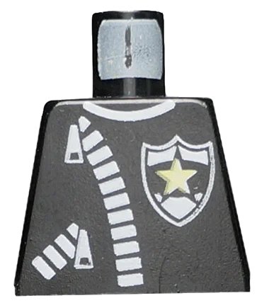 LEGO onderdeel Torso Police Leather Jacket with Thick White Zippers and Badge with Yellow Star Pattern (973px9)