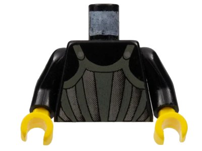LEGO onderdeel Torso Castle Fright Knights Dark Gray, Silver Striped Armor Pattern / Black Arms / Yellow Hands (973px90c01)