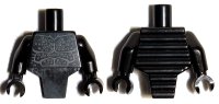 LEGO part Torso, Modified Short with Ridged Armor with Bare Chest with Muscles Outline and White Chest Hair Pattern / Black Arms / Black Hands 98127pb03c01