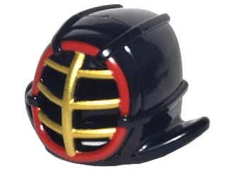 LEGO onderdeel Minifigure, Headgear Helmet Ninjago Kendo with Gold Grille Mask and Red Trim Pattern (98130pb03)