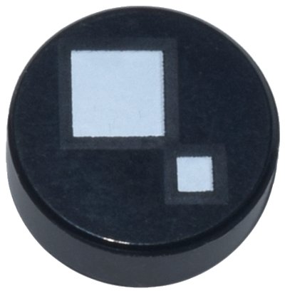 LEGO onderdeel Tile, Round 1 x 1 with 2 White Squares Pattern (BrickHeadz Standard Eye) (98138pb072)