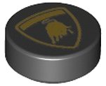LEGO part Tile, Round 1 x 1 with Lamborghini Bull Logo Pattern 98138pb169