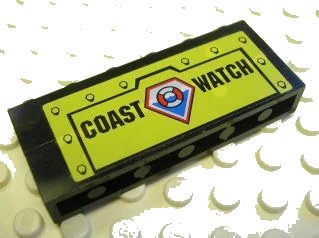 LEGO onderdeel Stickered Assembly 6 x 1 x 2 with Coast Guard Logo and 'COAST WATCH' Pattern (Sticker) - Set 7047 - 2 Brick 1 x 6 (BA003pb08)