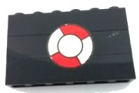 LEGO part Stickered Assembly 6 x 1 x 3 with Life Preserver Pattern (Sticker) - Sets 369-1 / 575-2 - 3 Brick 1 x 6 BA012pb10