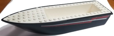 LEGO onderdeel Boat, Hull Unitary 24 x 6 x 3 with Red and White Racing Stripes Pattern on Both Sides (Stickers) - Set 4002 (bfloat1c01pb01)