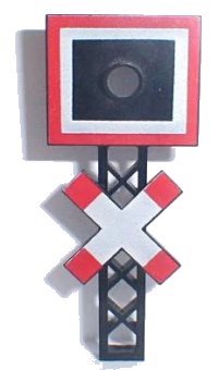 LEGO part Train Level Crossing Sign with Crossed Bars and Panel with Hole for Light lcs12v