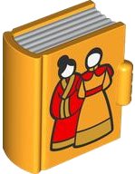 LEGO onderdeel Duplo Utensil Book with Molded White Pages and Printed Women with Black Hair and Red and Gold Robes Pattern (100954pb02)