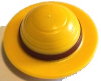 LEGO onderdeel Minifigure, Hair Combo, Hat with Hair, Straw Hat with Molded Dark Red Band and Short Hair Pattern 112400pb01
