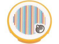 LEGO part Tile, Round 2 x 2 with Bottom Stud Holder with Super Mario Scanner Code Fruit Pattern (Sticker) - Sets 30509 / 71403 / 71406 / 71418 14769pb546