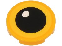 LEGO part Carreau, Rond 2 x 2 avec Support de Tenon Inférieur avec Motif d'Œil Jaune, Pupille Noire et Reflet Blanc 14769pb673