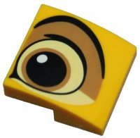 LEGO onderdeel Slope, Curved 2 x 2 x 2/3 with Black, Bright Light Yellow and Medium Nougat Eye Pattern Model Left Side 15068pb560L