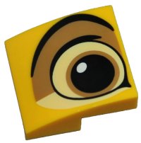 LEGO onderdeel Slope, Curved 2 x 2 x 2/3 with Black, Bright Light Yellow and Medium Nougat Eye Pattern Model Right Side 15068pb560R