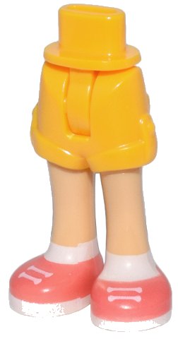 LEGO part Mini Doll Fianchi e Pantaloncini con Gambe Sagomate Marrone Chiaro Medio e Scarpe Corallo con Motivo Lacci Bianchi, Suole e Calzini - Cerniera Sottile (1826cc00pb002)