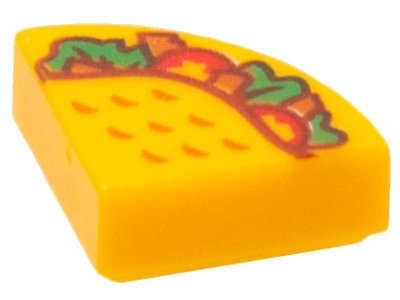 LEGO onderdeel Tile, Round 1 x 1 Quarter with Taco Pattern (25269pb024)