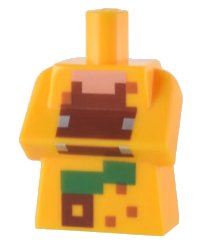 LEGO onderdeel Torso, Modified Long with Folded Arms with Pixelated Reddish Brown and Green Jungle Villager Pattern 25767pb011