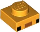 LEGO part Plate 1 x 1 with 2 Black Squares and Dark Orange Rectangle Pattern (Minecraft Axolotl Face) (3024pb017)