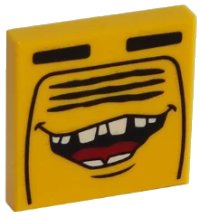 LEGO onderdeel Tile 2 x 2 with Open Mouth Smile and Radiator Grille Pattern 3068pb1090