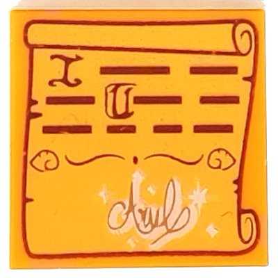 LEGO onderdeel Tile 2 x 2 with Scroll Letter and Text Lines and Script 'Ariel' Pattern (3068pb1111)