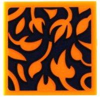 LEGO part Tile 2 x 2 with Bright Light Orange Flowers on Dark Blue Background Pattern (Sticker) - Set 21319 3068pb1319