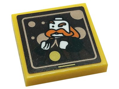 LEGO onderdeel Tile 2 x 2 with Reddish Brown Picture with Minifigure with White Head and Orange Beard Pattern (Sticker) - Set 76388 (3068pb1927)