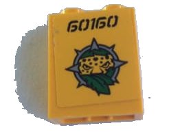 LEGO onderdeel Steen 1 x 2 x 2 met binnensteunpen met '60160' en Luipaardkop Patroon (Sticker) - Set 60160 (3245cpb141)