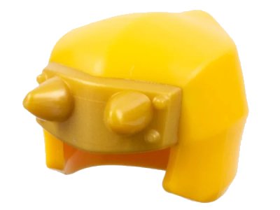 LEGO onderdeel Minifigure, Headgear Ninjago Wrap / Hood Smooth with Molded Pearl Gold Armor Plate with Horns Pattern (3448pb01)