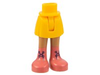 LEGO part Mini Doll Hips and Skirt with Molded Medium Nougat Legs and Printed Coral Boots with Dark Blue Laces Pattern - Thin Hinge 35216ac00pb010