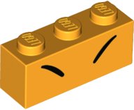 LEGO onderdeel Brick 1 x 3 with 2 Black Closed Eyes / Lines Pattern (Super Mario Boss Sumo Bro Upper Face) 3622pb132