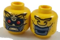 LEGO part Minifigure, Head Alien Parademon Helmet with Bright Light Yellow Markings, Black Goggles with Red Lenses, Sand Blue Skin Pattern 3626pb1925