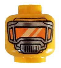 LEGO part Minifigure, Head Pearl Dark Gray Mask with Orange Visor Pattern - Hollow Stud 3626pb2557