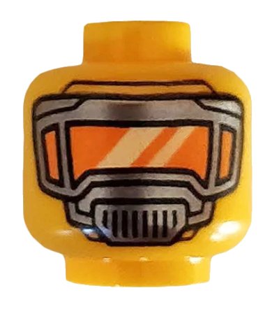 LEGO onderdeel Minifigure, Head Pearl Dark Gray Mask with Orange Visor Pattern - Hollow Stud (3626pb2557)